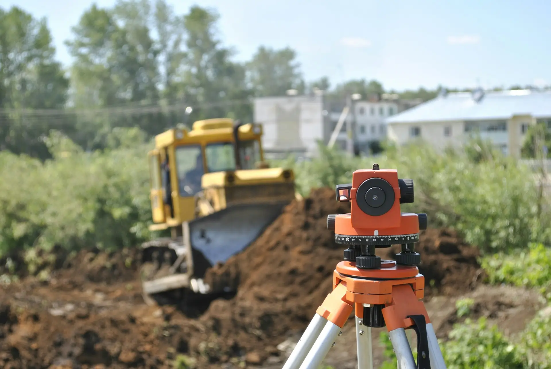 Total station setting out on a construction site